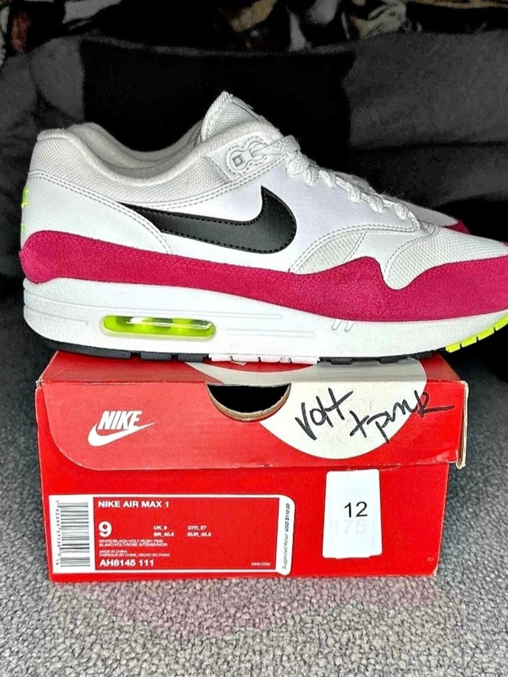 Nike Air Max 1 Sneakers White & Pink US 9